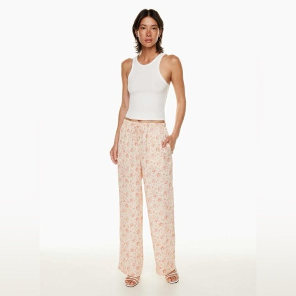 Aritzia Wilfred Toccata Satin Pant wide leg pull on floral exclusive print Large